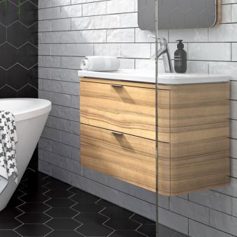 Тумба с раковиной Vitra Nest Trendy 80,  с LED подсветкой, натуральная древесина, 56147