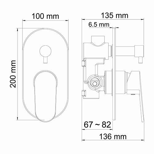 Смеситель для ванны и душа WasserKRAFT Donau 5300, 5341