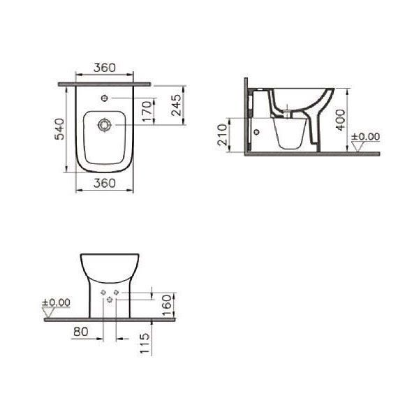 Биде напольное Vitra S20, 5509B003-0288