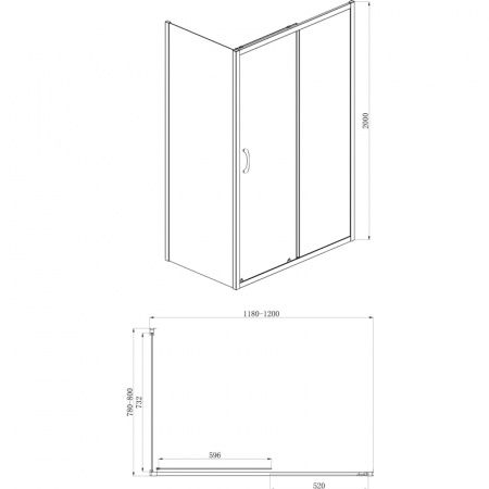 Душевая кабина Azario 1200*800*2000, БЕЗ ПОДДОНА, серебро, AZ-ND1131 R 1200