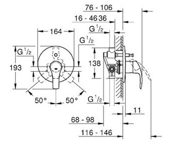 Смеситель для ванны, однорычажный Grohe Eurosmart New 33305002