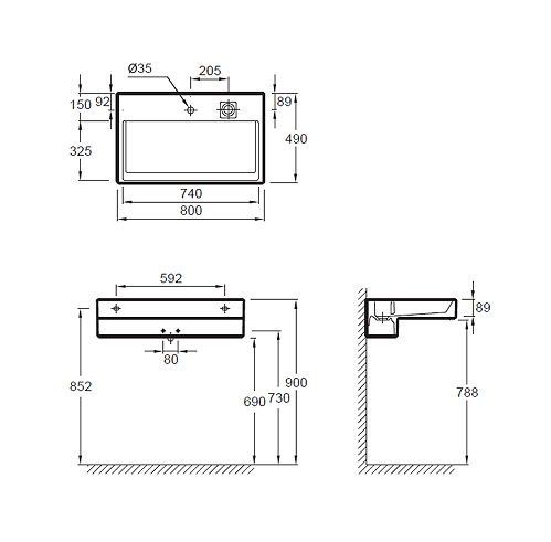 EXD112-00 умывальник TERRACE /80х49/ (бел) EXD112-00