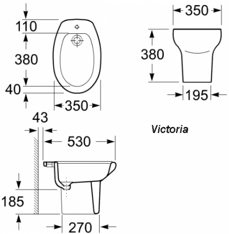 Биде напольное Roca Виктория / Victoria, 7.3573.9.000.0