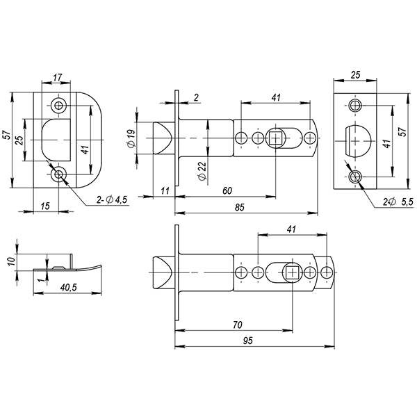 Ручка защелка Ajax DK610 AB-BK (6010 AB-B) (фик.) бронза