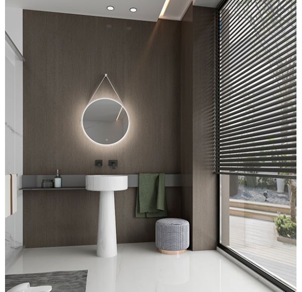 Зеркало Gair Этна белое / Etna white 600*600 на ремне круглое белое