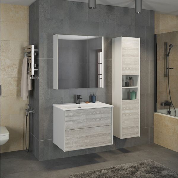 Тумба-умывальник Comforty "Женева-75" дуб белый с раковиной Comforty 75E