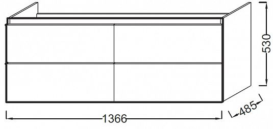 Тумба под раковину Jacob Delafon Odeon Up, 137 см, белый блестящий, EB997-N18