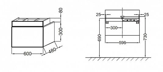 Тумба под раковину Jacob Delafon Terrace, 60см, черный, EB1185-274