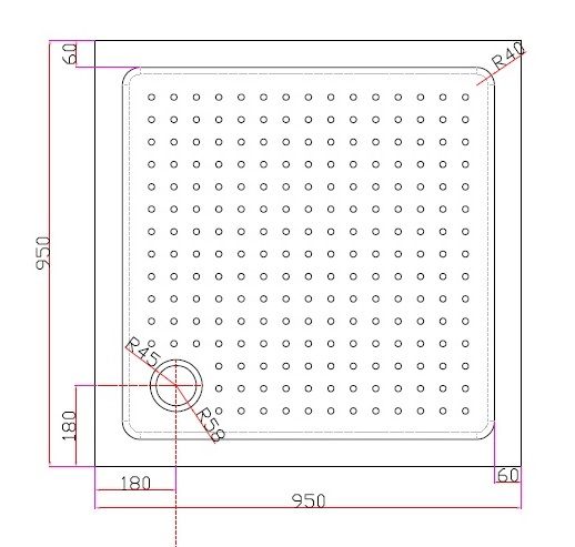 Поддон акриловый Cezares квадратный 950x950x150, TRAY-A-A-95-15-W