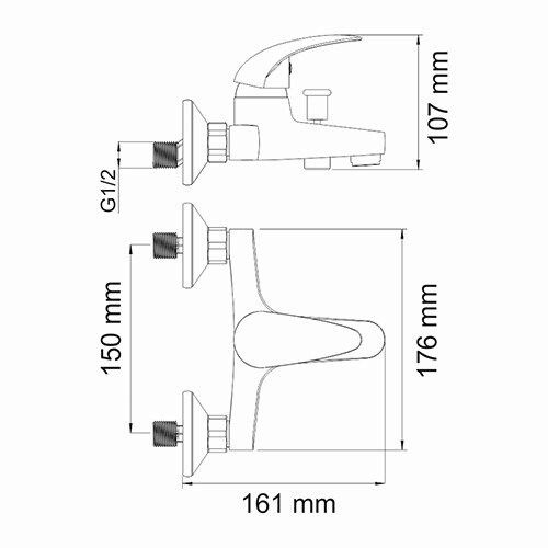 Смеситель для ванны WasserKRAFT Isen 2600, 2601