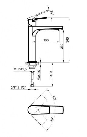 Смеситель для раковины Azario Трея высокий графит, AZ-156845537