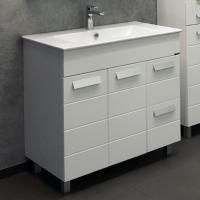 Тумба Comforty "Модена М-90" белая матовая  с раковиной Quadro 90