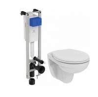 Промо-комплект 3 в 1 Ideal Standard EUROVIT: K881201 Подвесной унитаз EUROVIT Rimless Безободковый +