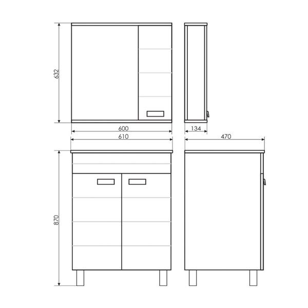 Тумба Comforty "Модена М-60" белая матовая  с раковиной "Quadro 60 "