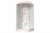 Гидромассажный бокс Royal Bath 100х100х217, белое/рифленое стекло, белый профиль, RB 100HK7-WС