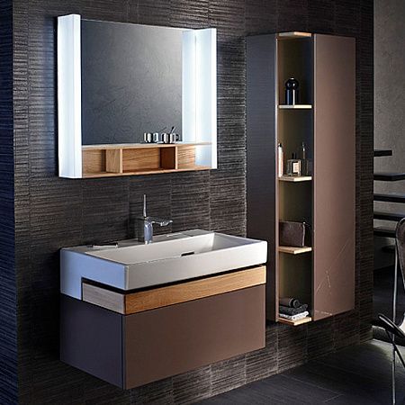 Зеркало Jacob Delafon Terrace, 80см, с полочкой,  белый/дерево, EB1181-NF