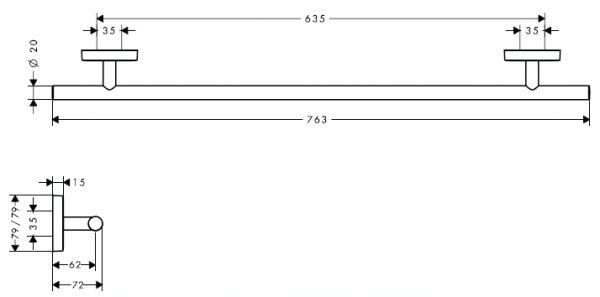 Полотенцедержатель Hansgrohe PuraVida 600 мм, 41506000