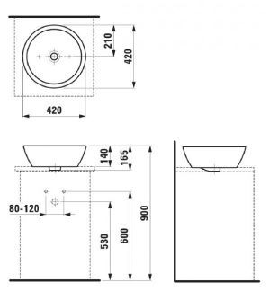 PRO раковина-чаша D 42см, без отверстия для смесителя 8.1296.2.000.109.1