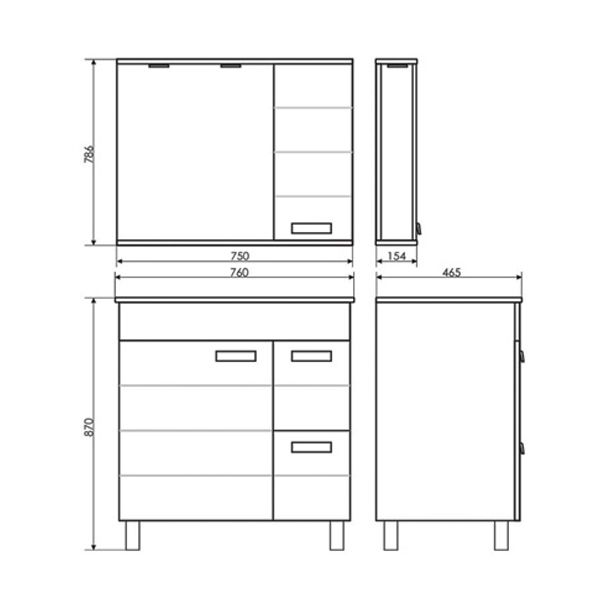 Тумба Comforty "Модена М-75" белая матовая с раковиной "Quadro 75"