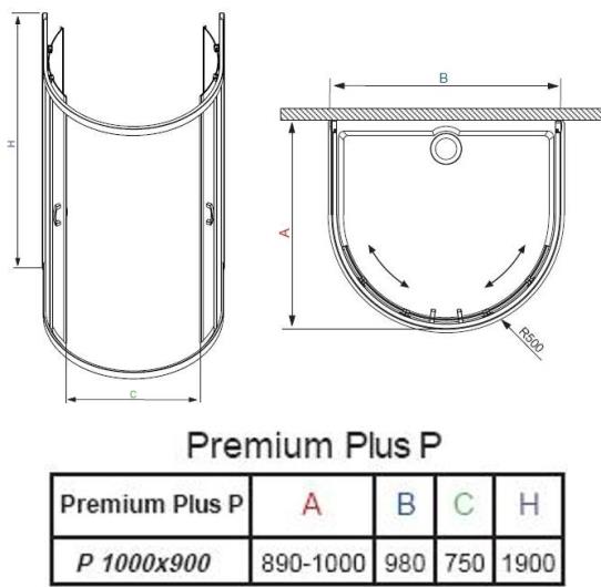 Душевая кабина Radaway Premium Plus P 100х90