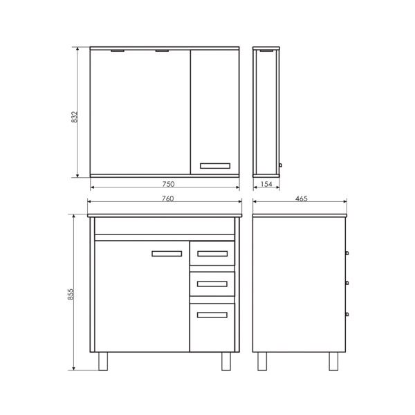 Тумба Comforty "Марио-75" дуб темный с раковиной "Quadro 75"
