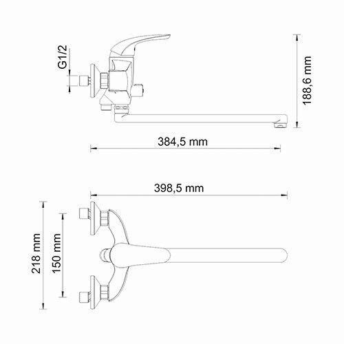 Смеситель для ванны WasserKRAFT Rossel 2800, 2802L