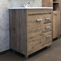 Тумба Comforty "Марио-75" дуб темный с раковиной "Quadro 75"
