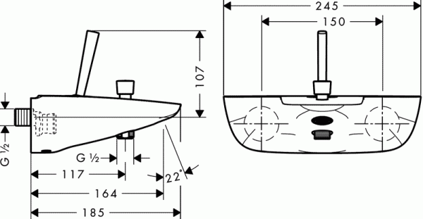 PuraVida Смеситель для ванны, однорычажный (Артикул 15472000) 15472000