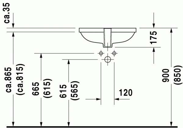 Раковина Duravit D-Code под столешницу 490, 0338490000