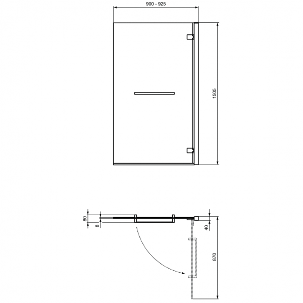 Шторка для ванны Ideal Standard I.Life 90х150 см правая, T4888EO