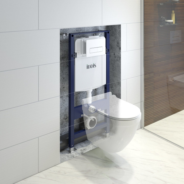 Инсталяция для унитаза 2 в 1 IDDIS Optima Home: инсталляция и клавиша смыва, белый, OPH0000i32K