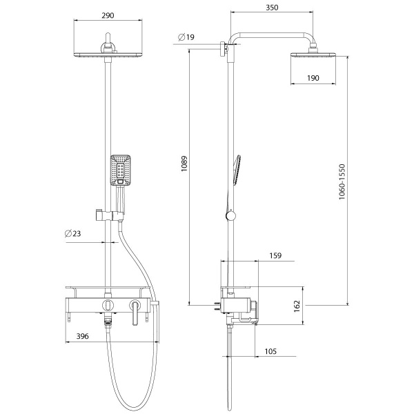 Душевая система с смесителем Lemark MISTA, LM6462WG
