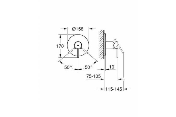 Смеситель для душа Grohe Plus, круглая розетка, хром, 24059003