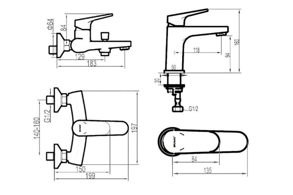 Набор смесителей Bravat Елер 2в1, F191238CP-SET