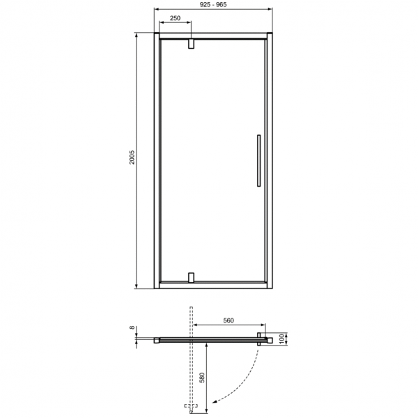 Душевые двери Ideal Standard I.Life PV 95 см для установки в нишу, T4840EO