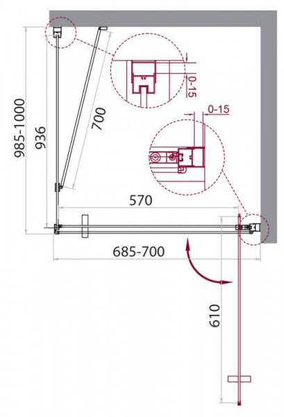 Душевая кабина BelBagno Marmi 700x1000x1950, прозрачное стекло, хромированный профиль, MARMI-AH-1-70