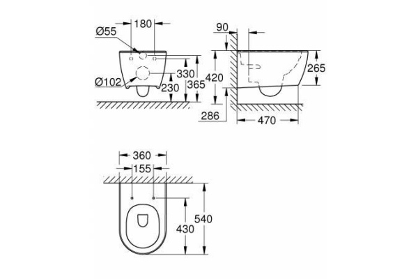 Унитаз подвесной Grohe Essence Ceramic, безободковый, альпин/белый, 3957100H