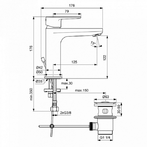 Душевой комплект Ideal Standard Ceratherm T25 (A7206AA, BC699AA, B1248AA), BC984AA
