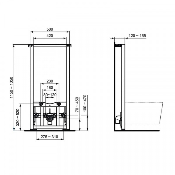 Промо-набор 2 в 1 Ideal Standard CONNECT AIR: Подвесное биде E026601 + Инсталляция с крепежом R01626