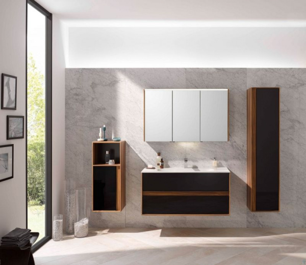 Шкаф-пенал Vitra Metropole 40 R, сливовое дерево, фасад черное акриловое стекло, 58203
