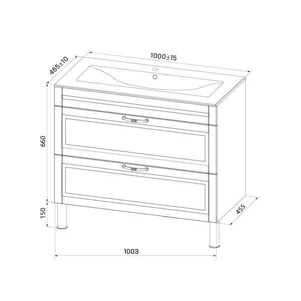 Тумба с раковиной IDDIS Oxford, напольная, 100 см, белая, OXF10W1i95K