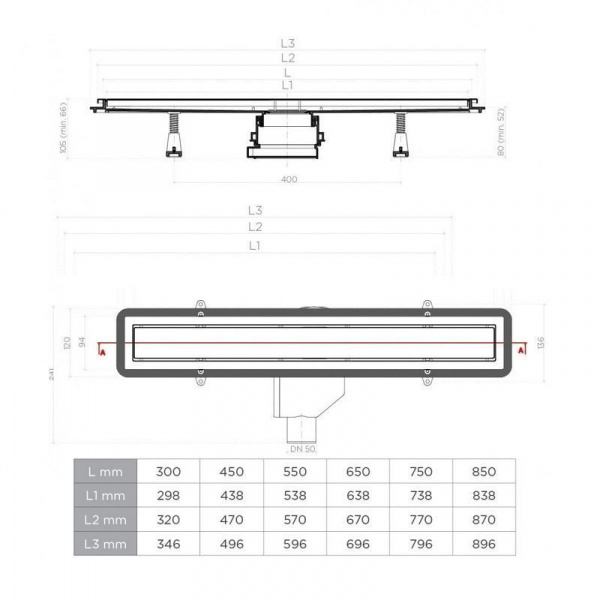 Душевой лоток Pestan Confluo Premium Black Glass Line 550, 13000292