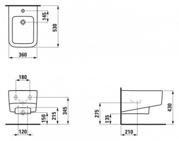 Биде подвесное Laufen PRO S /53*36,5*30/, 8.3096.1.000.302.1