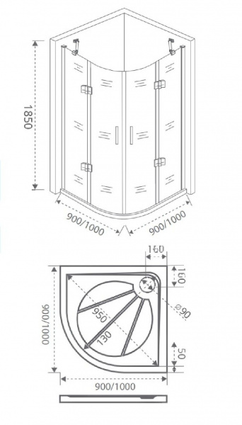 Душевая кабина Bas SATURN R-90-C-CH