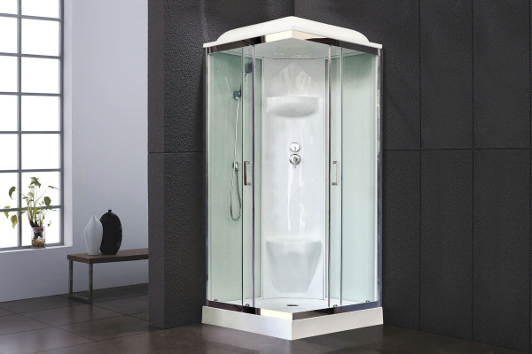 Гидромассажный бокс Royal Bath 90х90х217, белое/прозрачное стекло, хромированный профиль, RB 90HP6-W