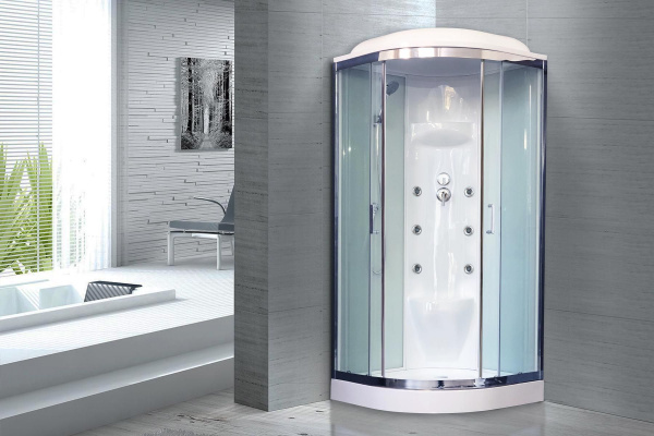Гидромассажный бокс Royal Bath 90х90х217, белое/прозрачное стекло, хромированный профиль, RB 90HK7-W