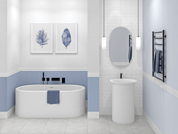 Керамическая плитка настенная Meissen Keramik Trendy  светло-голубой 25x75 TYU491