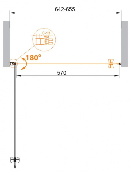 Душевая дверь Cezares ECO-O-B-1-65-P-Cr