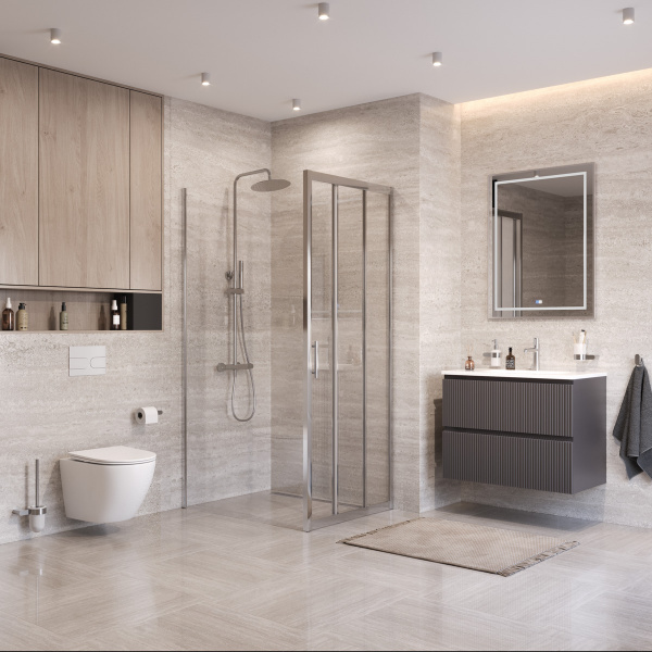 Душевая кабина BelBagno 80*100 см, профиль хром, UNO-195-AHF-31-80/100-C-Cr
