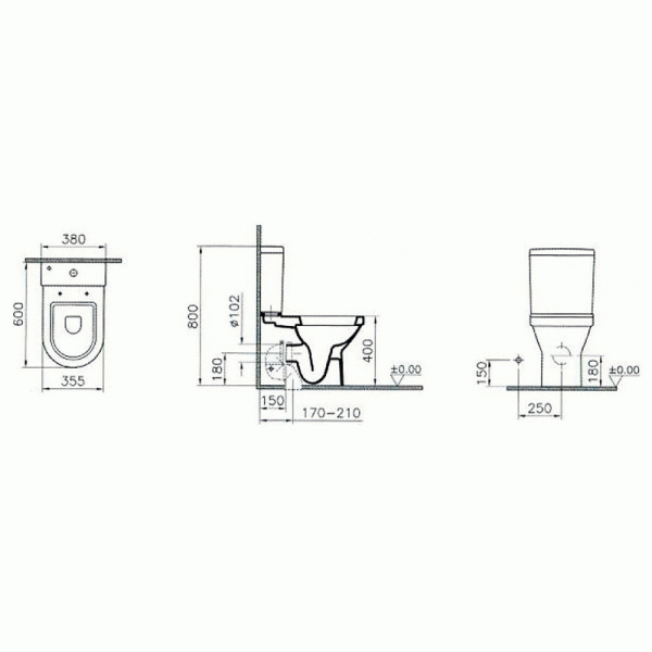 Унитаз-компакт Vitra DIANA с крышкой микролифт, 9816B003-7201